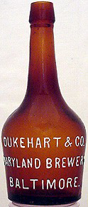 DUKEHART & COMPANY MARYLAND BREWERY EMBOSSED BEER BOTTLE