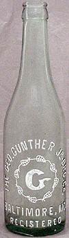 THE GEORGE GUNTHER Jr. BREWING COMPANY EMBOSSED BEER BOTTLE