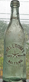 S. HELLDORFER BREWERY EMBOSSED BEER BOTTLE