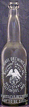 THE NATIONAL BREWING COMPANY EMBOSSED BEER BOTTLE