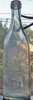 J.F. WIESSNER & BROTHERS BREWING COMPANY EMBOSSED BEER BOTTLE