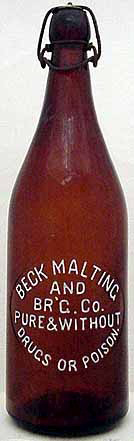 BECK MALTING AND BREWING COMPANY EMBOSSED BEER BOTTLE