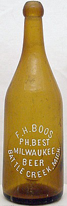 F. H. BOOS PH. BEST MILWAUKEE BEER EMBOSSED BEER BOTTLE