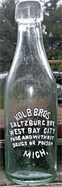 KOLB BROTHERS SALTZBURG BREWERY EMBOSSED BEER BOTTLE