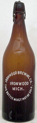 IRONWOOD BREWING COMPANY EMBOSSED BEER BOTTLE