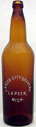 LAPEER CITY BREWERY EMBOSSED BEER BOTTLE