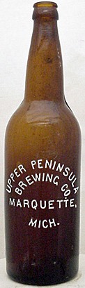UPPER PENINSULA BREWING COMPANY EMBOSSED BEER BOTTLE