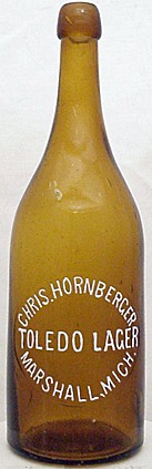 CHRIS. HORNBERGER TOLEDO LAGER EMBOSSED BEER BOTTLE