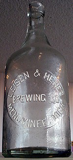 LEISEN & HENES BREWING COMPANY EMBOSSED BEER BOTTLE