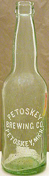 PETOSKEY BREWING COMPANY EMBOSSED BEER BOTTLE