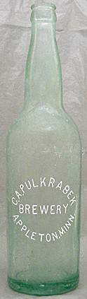 C. A. PULKRABEK BREWERY EMBOSSED BEER BOTTLE