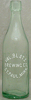 VAL. BLATZ BREWING COMPANY EMBOSSED BEER BOTTLE
