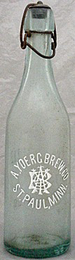 A. YOERG BREWING COMPANY EMBOSSED BEER BOTTLE