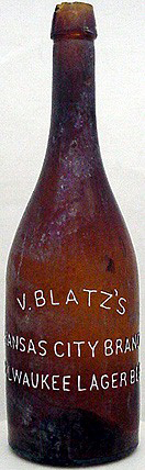 V. BLATZ'S MILWAUKEE LAGER BEER EMBOSSED BEER BOTTLE