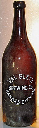VAL BLATZ BREWING COMPANY EMBOSSED BEER BOTTLE