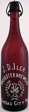 J. D. ILER ROCHESTER BREWERY EMBOSSED BEER BOTTLE