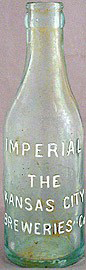 IMPERIAL THE KANSAS CITY BREWERIES COMPANY EMBOSSED BEER BOTTLE
