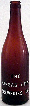 THE KANSAS CITY BREWERIES COMPANY EMBOSSED BEER BOTTLE