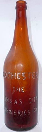 ROCHESTER THE KANSAS CITY BREWERIES COMPANY EMBOSSED BEER BOTTLE