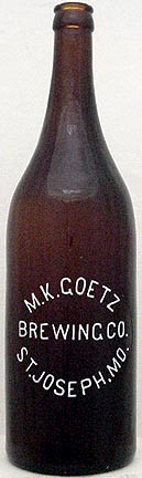 M. K. GOETZ BREWING COMPANY EMBOSSED BEER BOTTLE