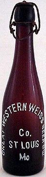 GREAT WESTERN WEISS BEER BREWERY COMPANY EMBOSSED BEER BOTTLE