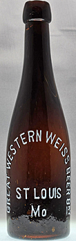 GREAT WESTERN WEISS BEER BREWERY EMBOSSED BEER BOTTLE