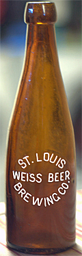 ST. LOUIS WEISS BEER BREWING COMPANY EMBOSSED BEER BOTTLE