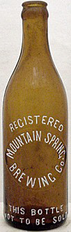 MOUNTAIN SPRING BREWING COMPANY EMBOSSED BEER BOTTLE