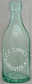 J. F. ZIMMER WEISS BEER EMBOSSED BEER BOTTLE