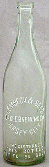 LEMBECK & BETZ EAGLE BREWING COMPANY EMBOSSED BEER BOTTLE