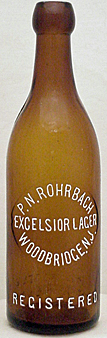 P. N. ROHRBACH EXCELSIOR LAGER EMBOSSED BEER BOTTLE
