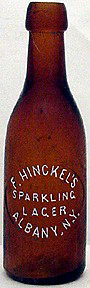 F. HINCKEL'S SPARKLING LAGER EMBOSSED BEER BOTTLE