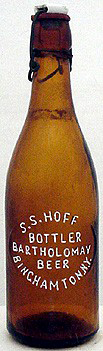 S. S. HOFF BOTTLER BARTHOLOMAY BEER EMBOSSED BEER BOTTLE