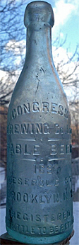 CONGRESS BREWING COMPANY LIMITED TABLE BEER EMBOSSED BEER BOTTLE