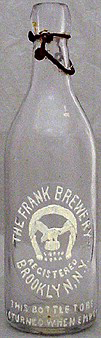 THE FRANK BREWERY EMBOSSED BEER BOTTLE