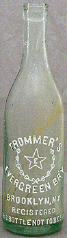 TROMMER'S EVERGREEN BREWERY EMBOSSED BEER BOTTLE