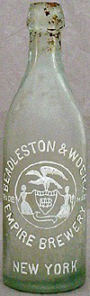 BEADLESTON & WOERZ EMPIRE BREWERY EMBOSSED BEER BOTTLE