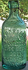M. W. BORBEIN'S MANHATTAN WEISS BEER EMBOSSED BEER BOTTLE