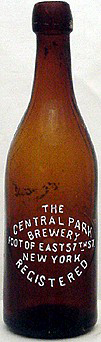 THE CENTRAL PARK BREWERY EMBOSSED BEER BOTTLE