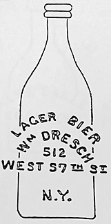 WILLIAM DRESCH LAGER BIER EMBOSSED BEER BOTTLE