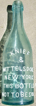 KNIEF & MITTELSDORF LAGER BIER EMBOSSED BEER BOTTLE