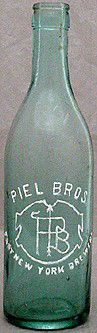 PIEL BROTHERS EAST NEW YORK BREWERY EMBOSSED BEER BOTTLE