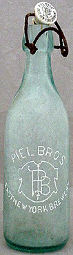 PIEL BROTHERS EAST NEW YORK BREWERY EMBOSSED BEER BOTTLE