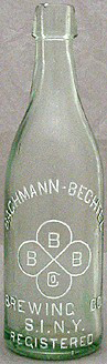 BACHMANN - BECHTEL BREWING COMPANY EMBOSSED BEER BOTTLE