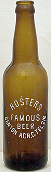 HOSTERS FAMOUS BEER EMBOSSED BEER BOTTLE