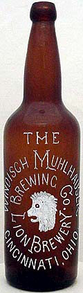 THE WINDISCH MUHLHAUSER BREWING COMPANY EMBOSSED BEER BOTTLE