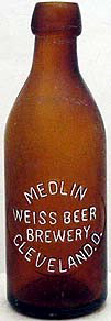 MEDLIN WEISS BEER BREWERY EMBOSSED BEER BOTTLE