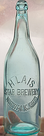 H. LAIS STAR BREWERY EMBOSSED BEER BOTTLE