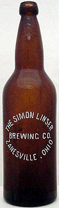 THE SIMON LINSER BREWING COMPANY EMBOSSED BEER BOTTLE