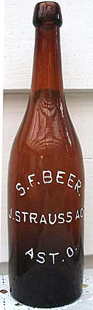 S. F. BEER EMBOSSED BEER BOTTLE